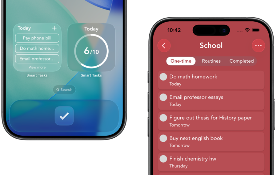Smart Tasks color-coded categories on iPhone